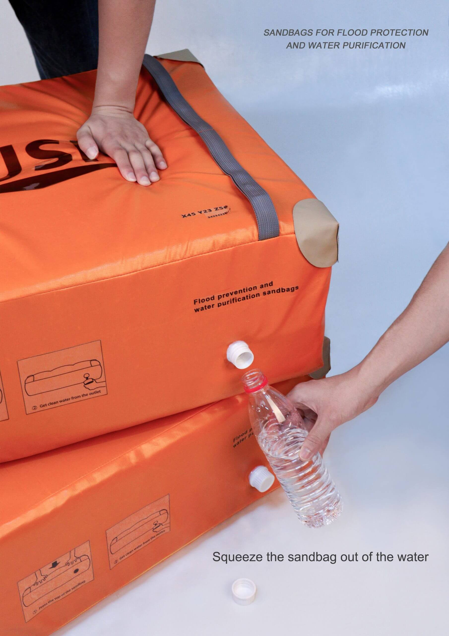 Sandbags for flood protection and water purificationWork Photo